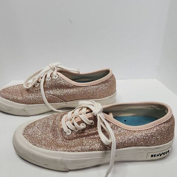 SeaVees J.Crew Womens Rose Gold Sparkle Glitter Legend Sneaker Shoes Size 6 - Picture 9 of 11